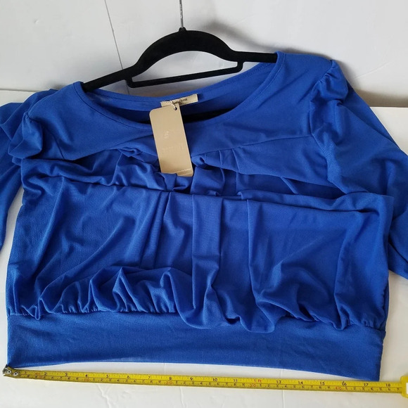 NWT Timeson blue sheer Pleated neck blouse sz.XXL - Picture 9 of 10